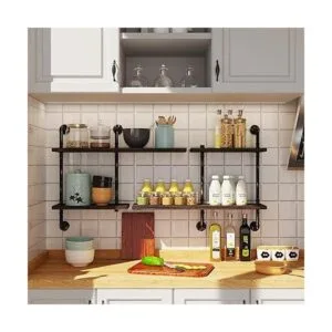 Estante de tubería industrial montado en la pared_6