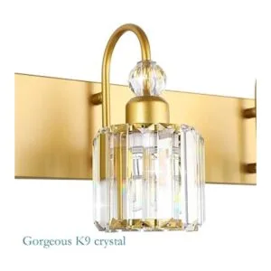 Ralbay Luces de tocador doradas de 4 luces de cristal_6