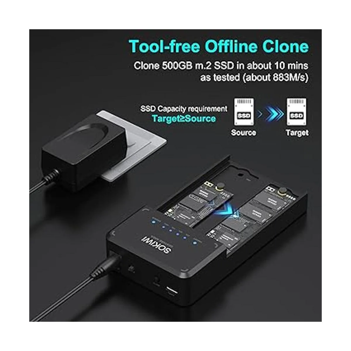NVMe M.2 Duplicator DualBay Offline Clone ToolFree USB to_5