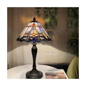 Bieye L10683 Lámpara de mesa de cristal tiffany barroco_4