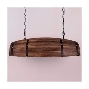 Newrays Lámpara colgante de barril de vino de madera_5