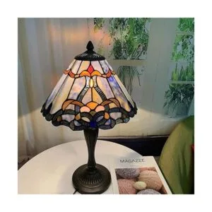 Bieye L10683 Lámpara de mesa de cristal tiffany barroco_2