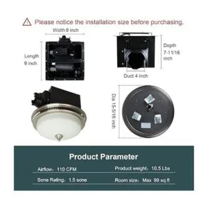 Akicon Ventilador de baño redondo ultra silencioso de 110_6