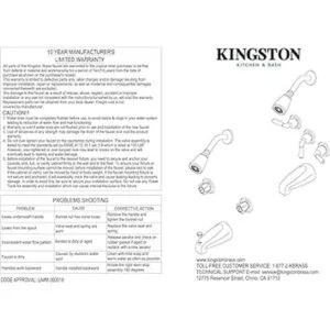 Kingston KB231AX Llaves de agua para tina y regadera con_2