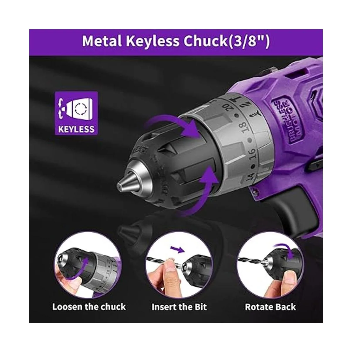 BURGARDEN Juego de taladro inalámbrico sin escobillas_4