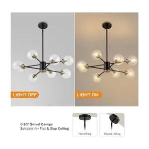 WINGBO Lámpara de araña moderna de 8 luces lámpara de_5