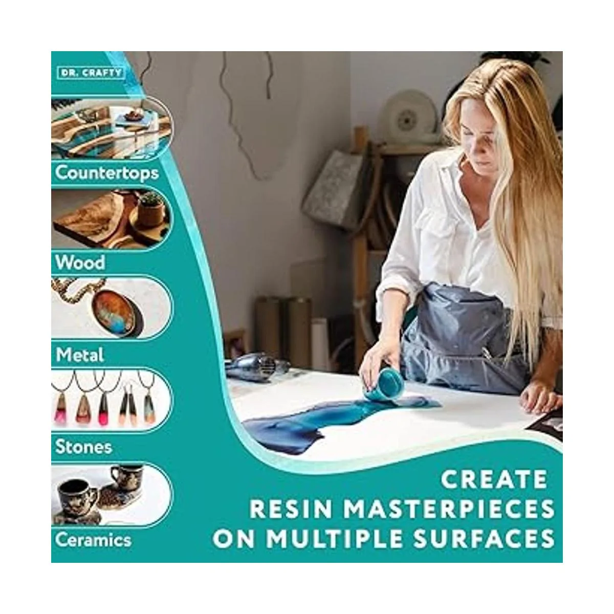 DR CRAFTY Resina epoxi transparente Kit de resina epoxi_2