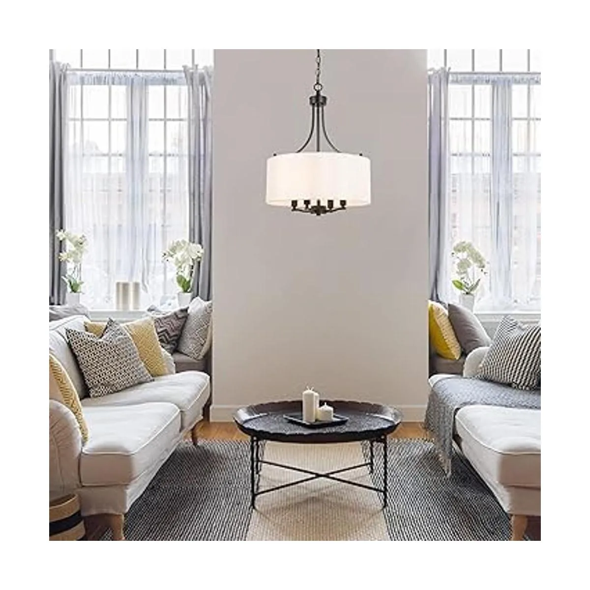 LALUZ Lámpara de araña de iluminación de tambor lámparas_3