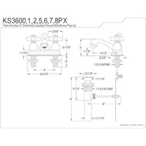 Kingston Brass KS3607PX 4 pulg. grifo de baño central_5