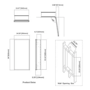 Fundin Gabinete de medicina de 14 x 24 pulgadas empotrado_3