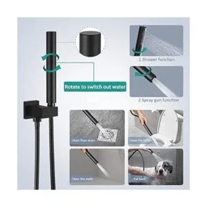 Aolemi Sistema de ducha de lluvia negro mate de 12_3
