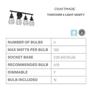 Craftmade 50604FB Thatcher Iluminación de baño industrial_3