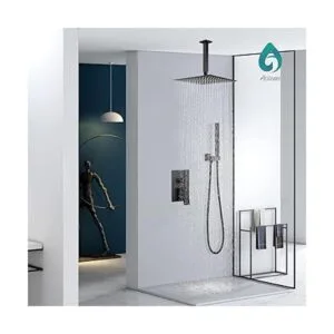 Aolemi Sistema de ducha de lluvia negro mate de 12_2