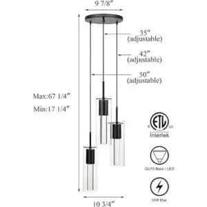 XiNBEi Lighting Lámpara colgante moderna de 3 luces en_4