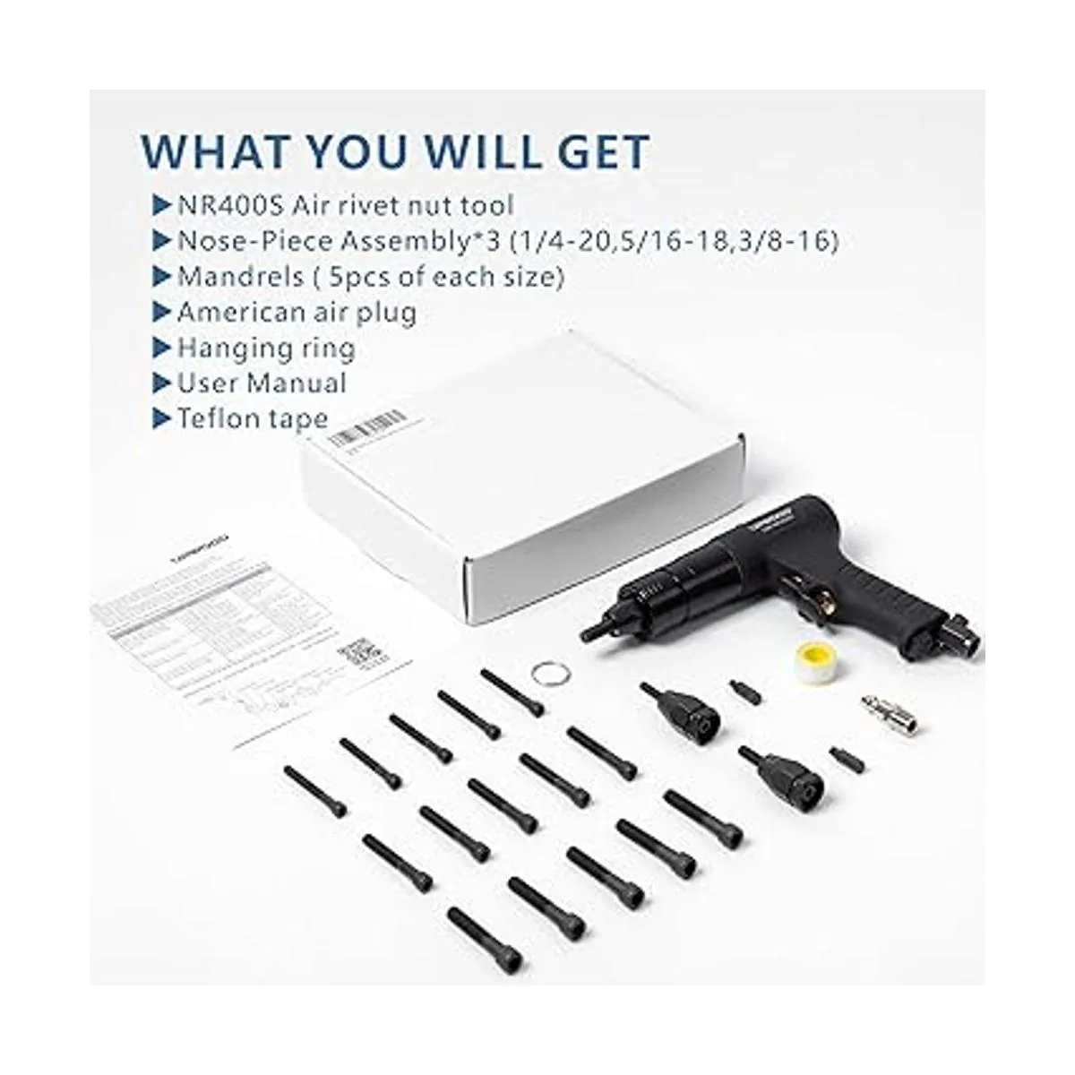 Pistola neumática de tuerca remachada con mandriles y_2