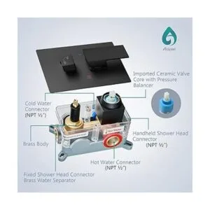 Aolemi Sistema de ducha de lluvia negro mate de 12_4