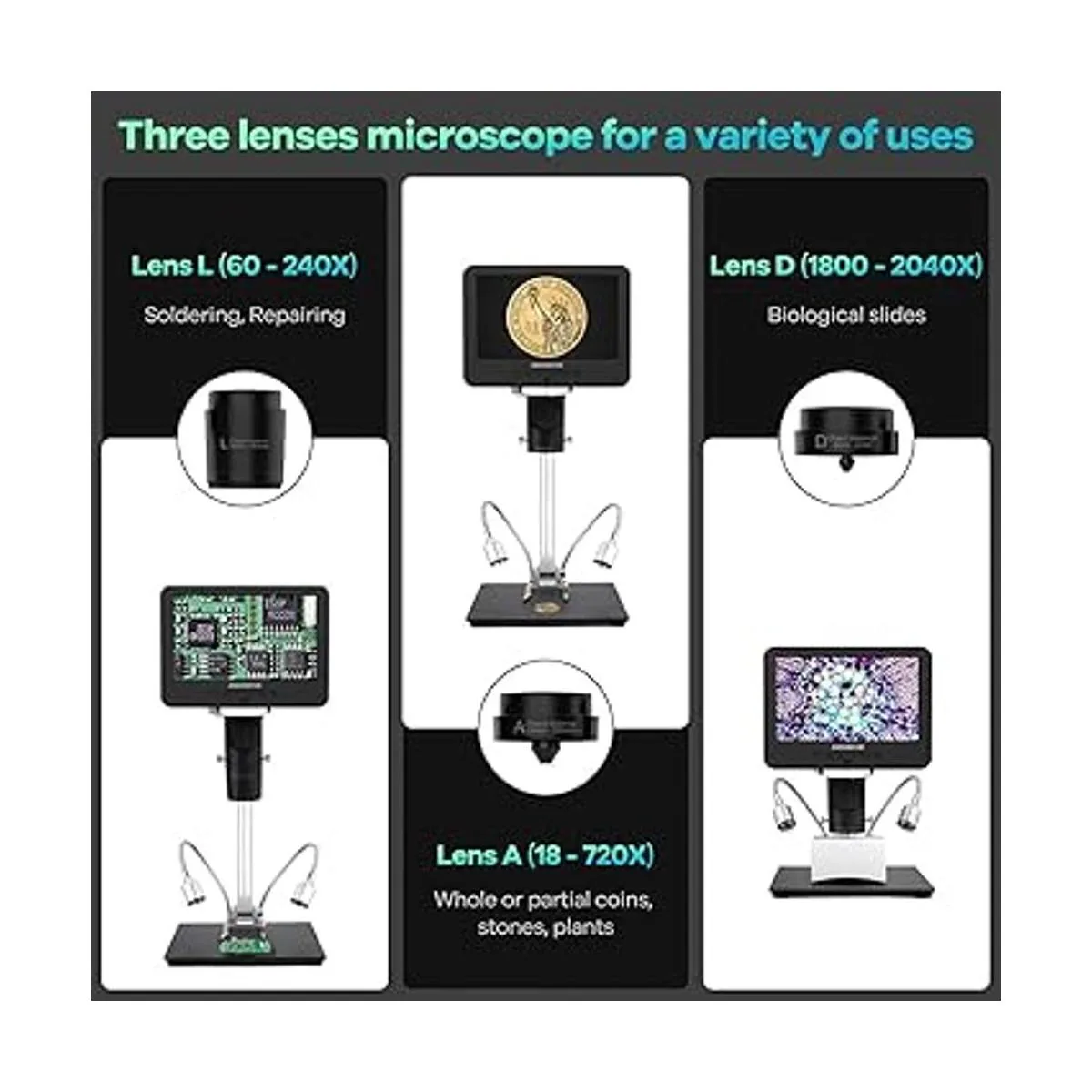 Andonstar AD246SM Microscopio digital HDMI 2000x para_2