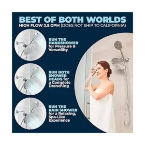 HammerHead Showers Combo de cabezal de ducha doble de_3