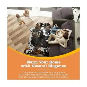 Alfombra de piel de vaca tricolor natural oscuro 6 x 7_3