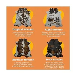 Alfombra de piel de vaca tricolor natural oscuro 6 x 7_5