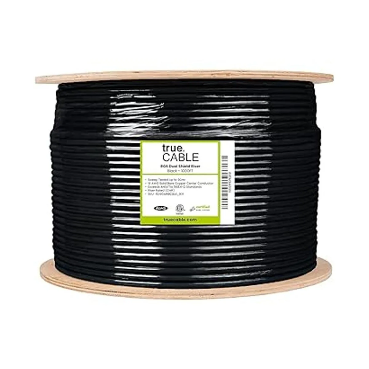 TrueCABLE RG6 doble escudo coaxial de 1000 pies negro_2
