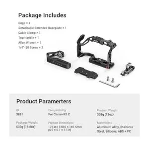 SmallRig Kit de mano de jaula de cámara R5C para Canon R5_7