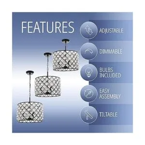 JONATHAN Y JYL9026A Gabrielle Colgante LED de cristal y_5