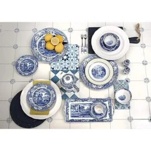 Spode juego de vajilla de 12 piezas italianas color azul_7