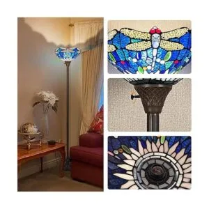 Capulina Lámpara de pie Tiffany Torchiere industrial de_5