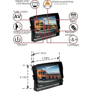 AHD 720P Espejo retrovisor de 7 pulgadas cámara con_2
