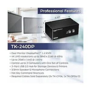 TRENDnet Conmutador KVM DisplayPort de 2 puertos con_2