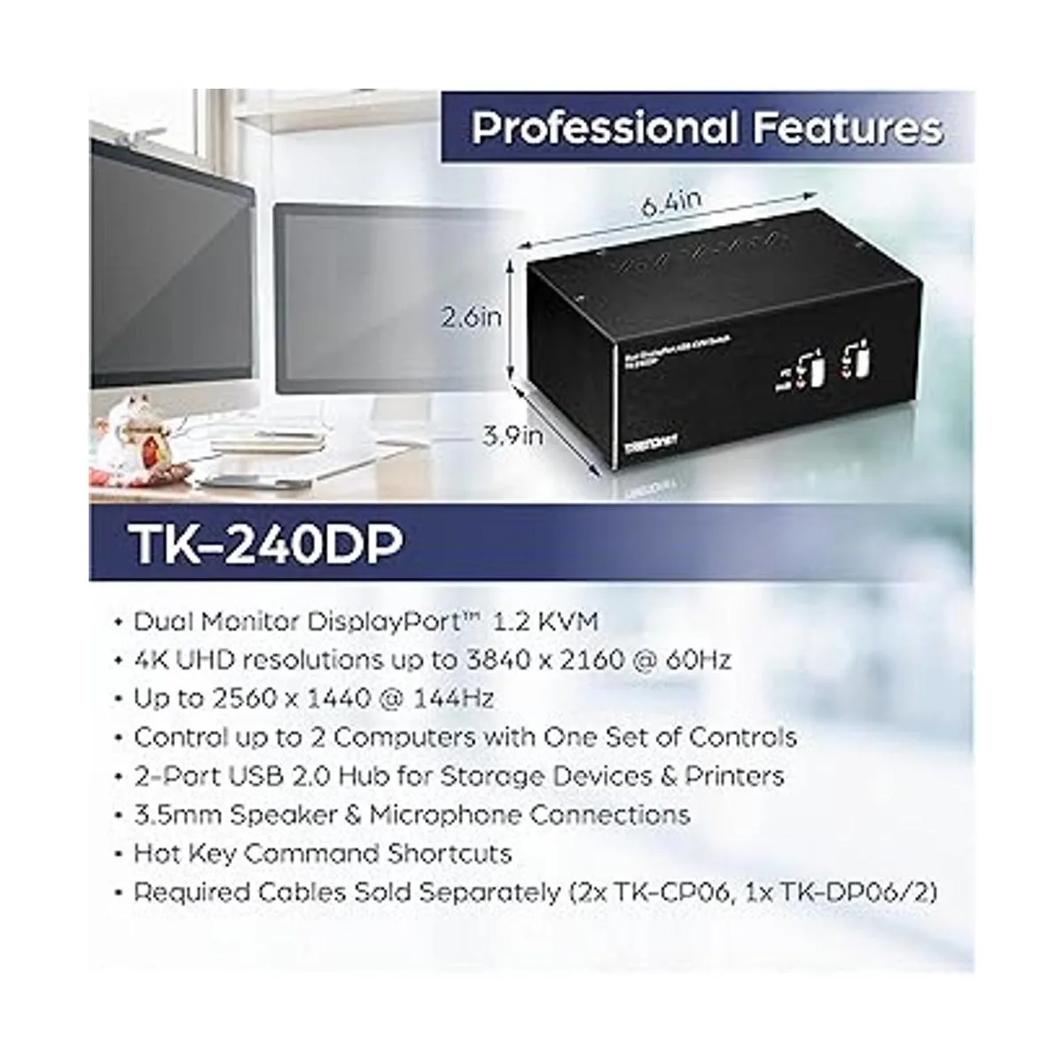 TRENDnet Conmutador KVM DisplayPort de 2 puertos con_2