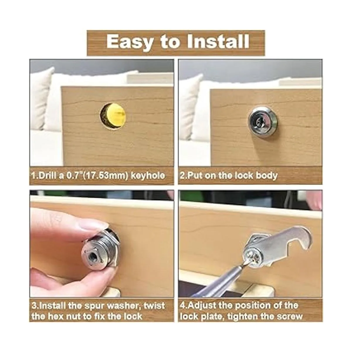 Paquete de 6 cerraduras de gabinete con llaves cerradura_6