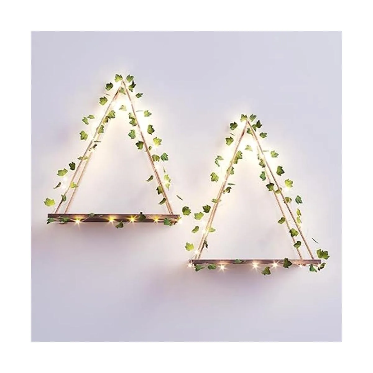 Juego de 2 estantes colgantes de pared con tiras LED de_5