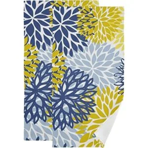 Juego de 2 toallas de mano de crisantemos florales de_1