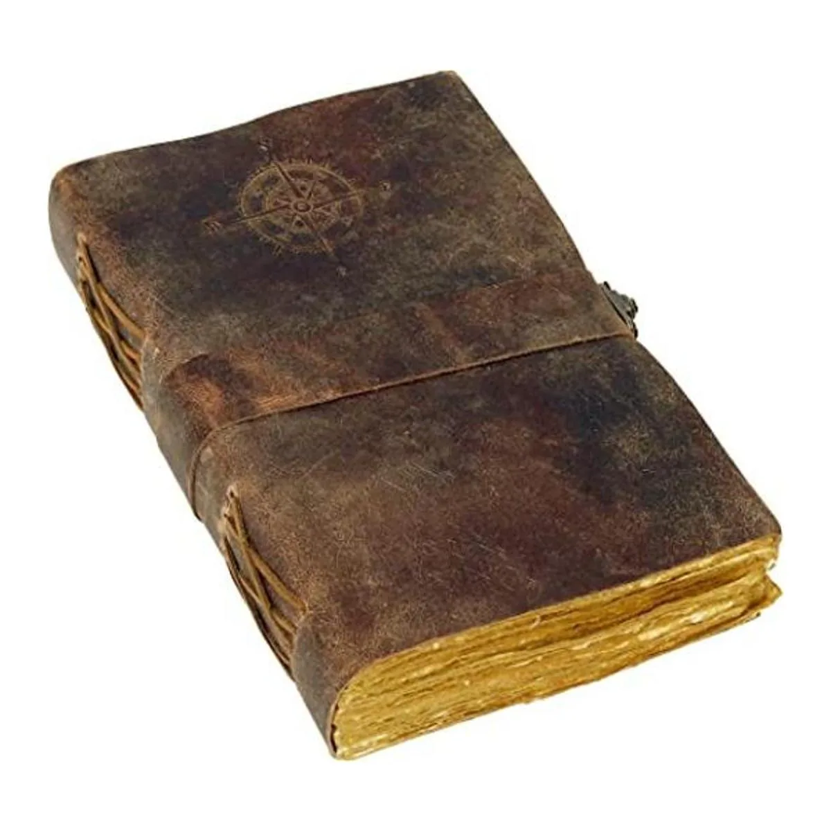 Diario de cuero vintage con brújula Antiguo hecho a mano_1