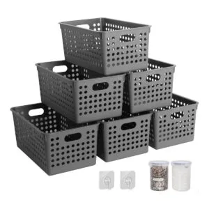 Cestas de almacenamiento de plástico paquete de 6 cestas_1