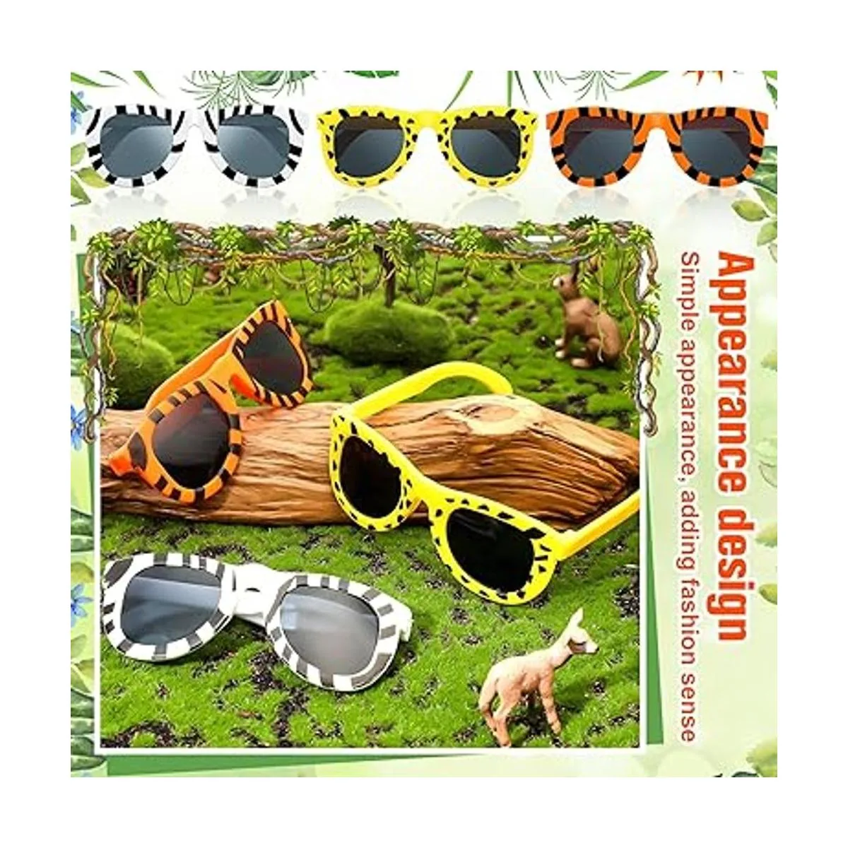 Paquete de 24 lentes de sol con estampado de animales_3