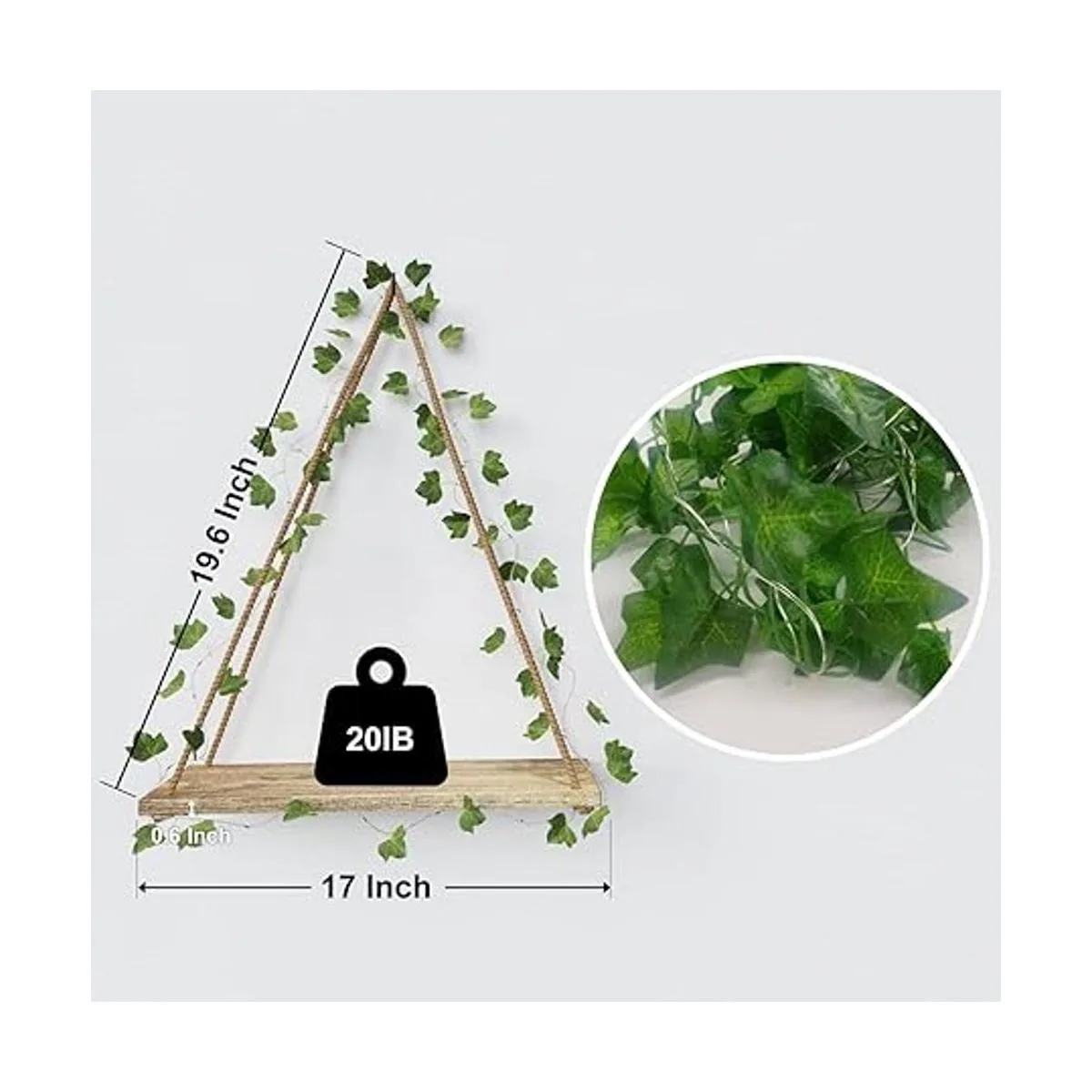 Juego de 2 estantes colgantes de pared con tiras LED de_4