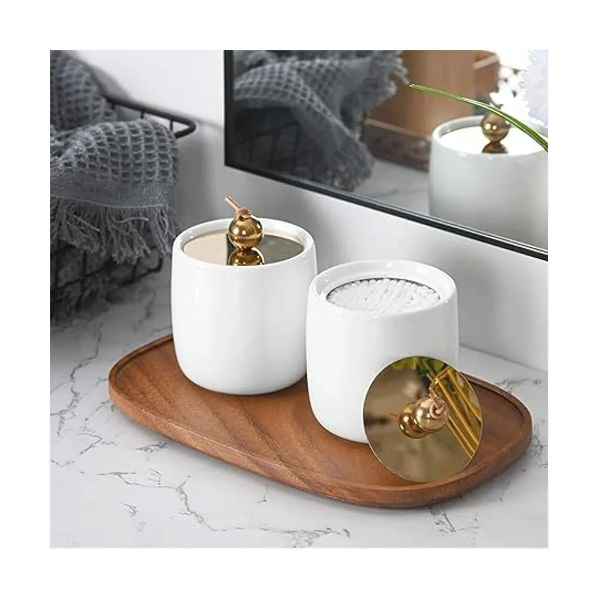 Paquete de 2 dispensadores de cerámica Qtip con tapas_2