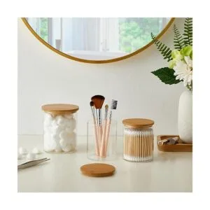 INIUNIK Paquete de 3 dispensadores de vidrio Qtip 20_3