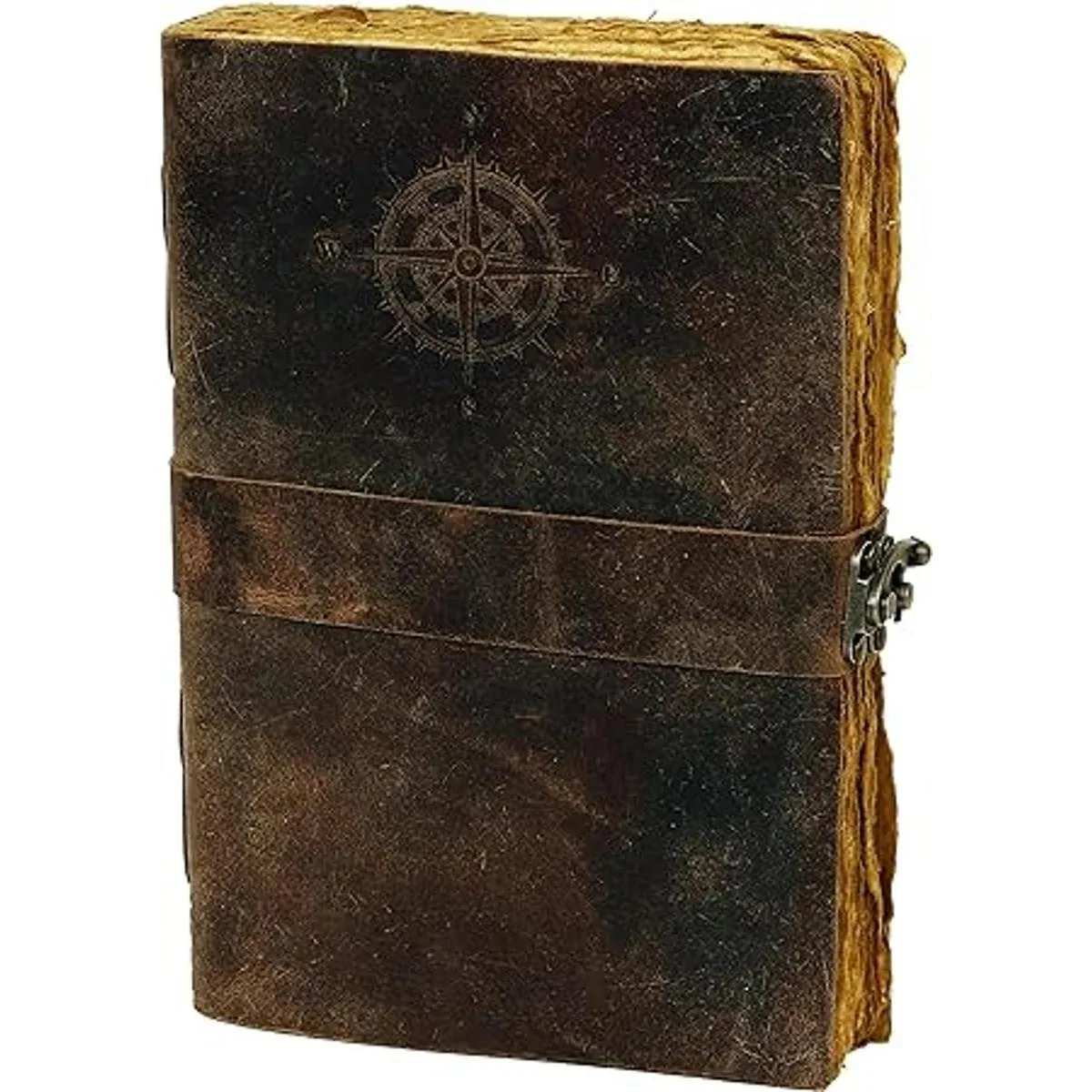 Diario de cuero vintage con brújula Antiguo hecho a mano_2
