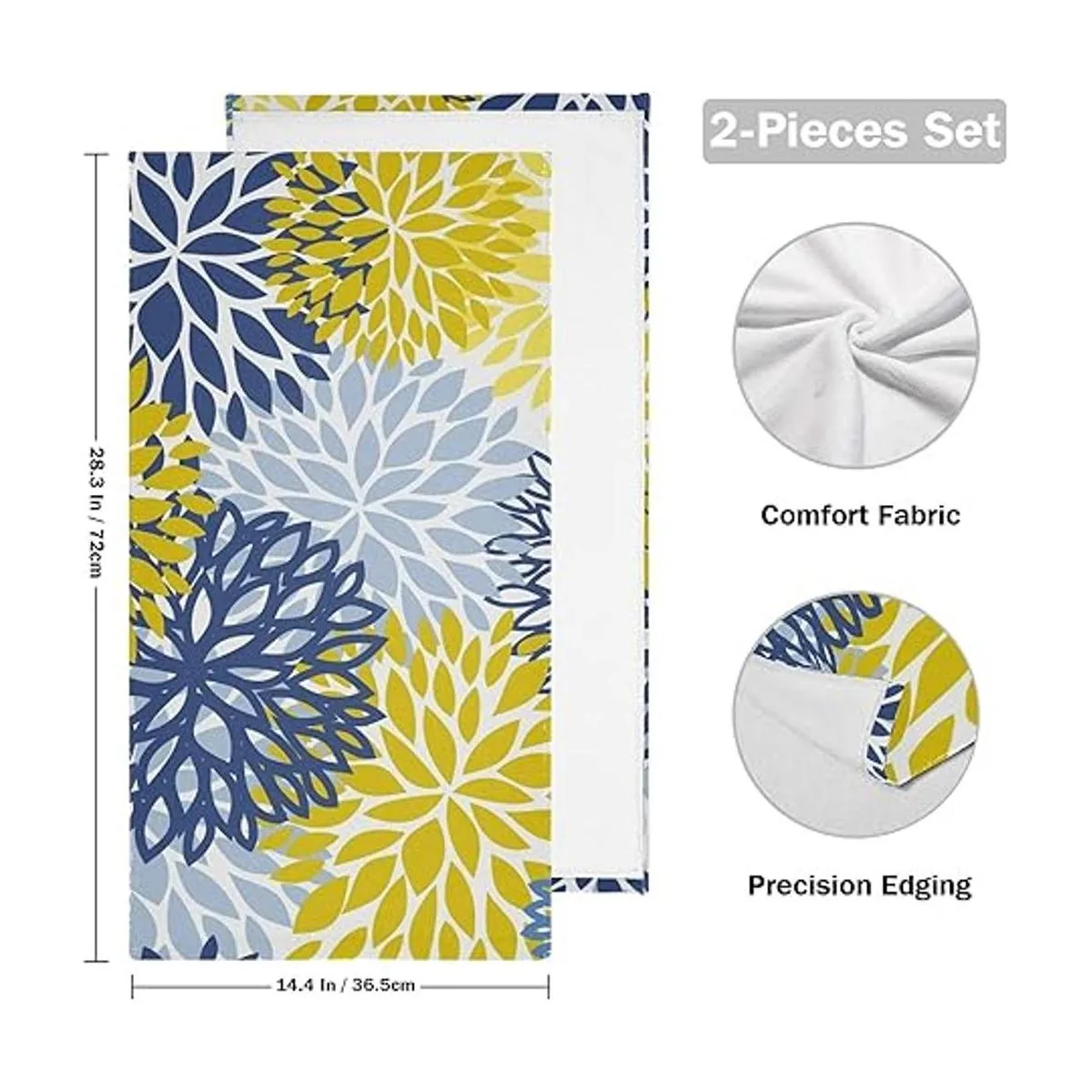 Juego de 2 toallas de mano de crisantemos florales de_2