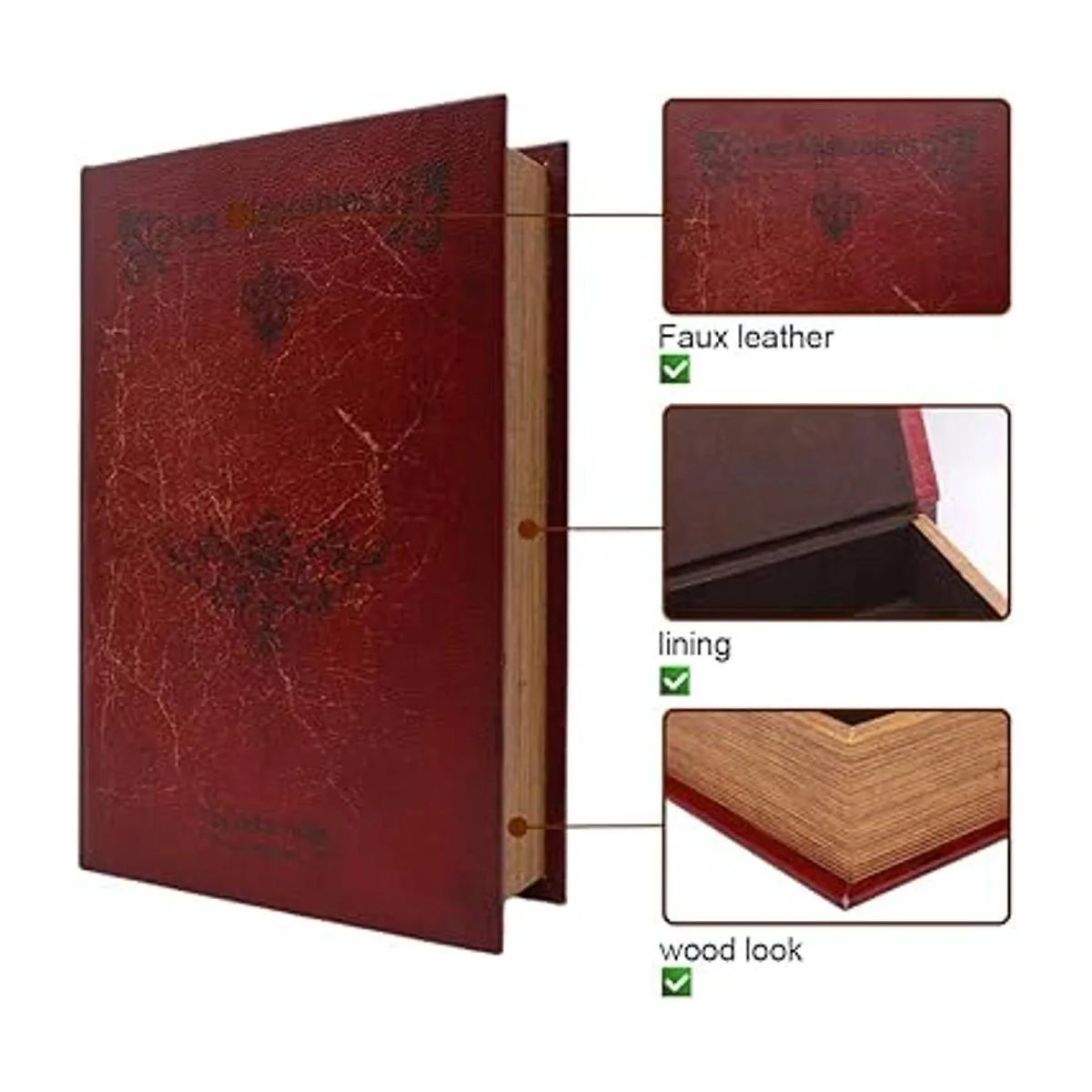 Decoraciones de libros antiguos de madera caja fuerte_4