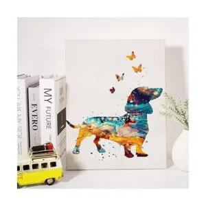 Lienzo decorativo para pared diseño de perro salchicha_3