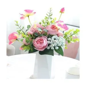 FagusHome 25 cabezas de flores artificiales de peonía de_5