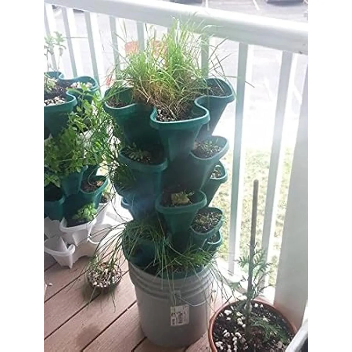 Macetero apilable de 5 niveles para fresas hierbas_5