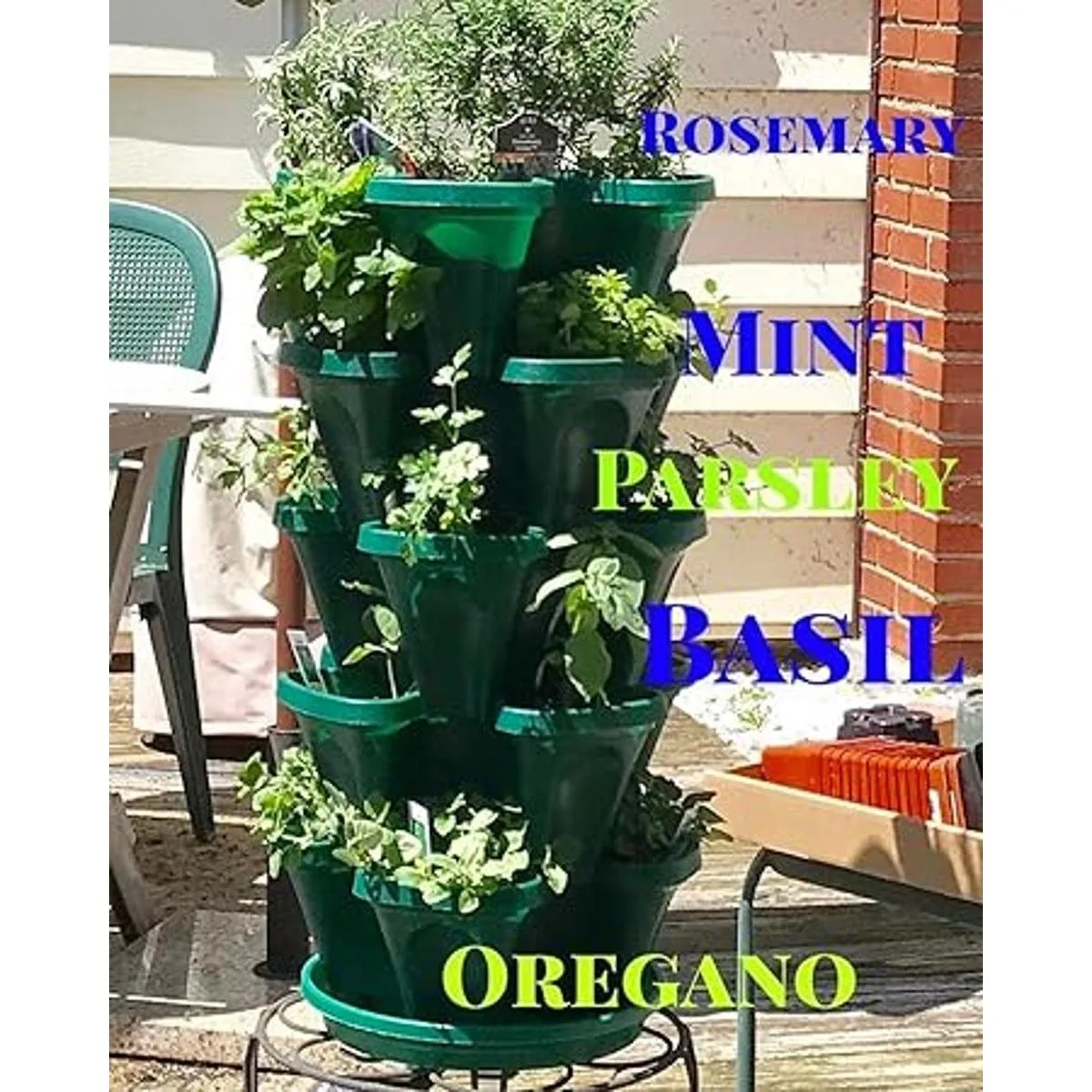 Macetero apilable de 5 niveles para fresas hierbas_4