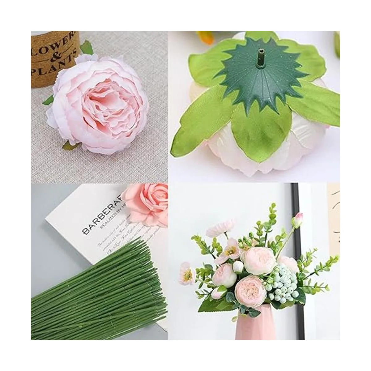 FagusHome 25 cabezas de flores artificiales de peonía de_7