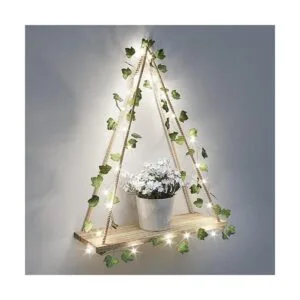 Juego de 2 estantes colgantes de pared con tiras LED de_2